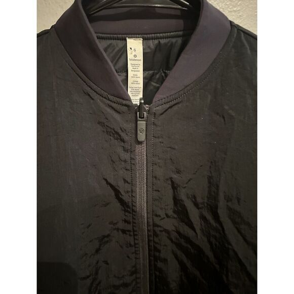 Lululemon Non Stop Shell Black Full Zip Bomber Jacket Sz 4 Women’s - Picture 4 of 7